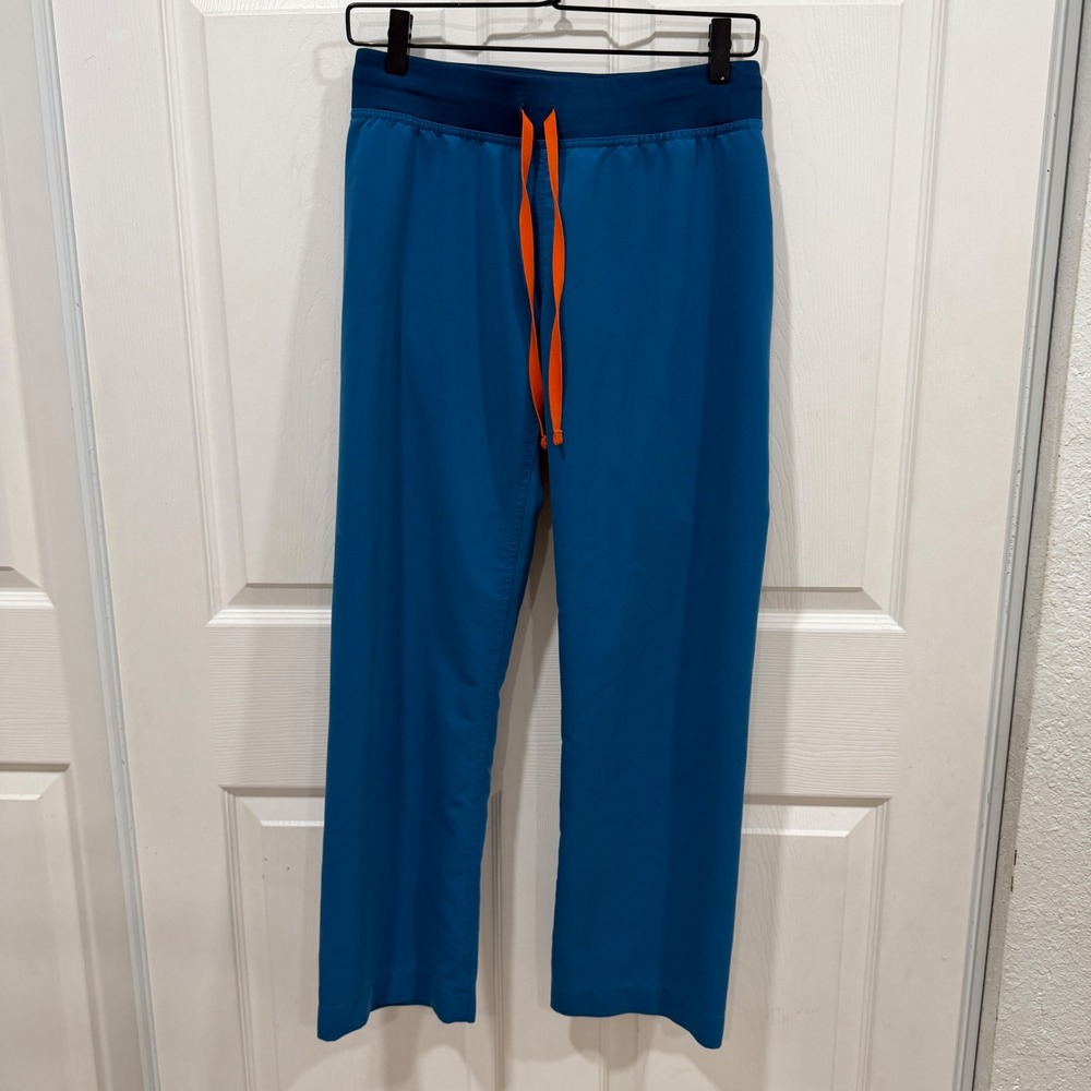 FIGS Technical Collection Scrub Pants XS Teal Blue Orange Drawstring T21003